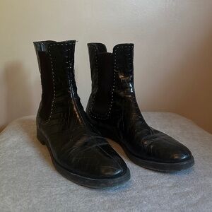 MaxMara Snakeskin Leather Chelsea Boots with Studs